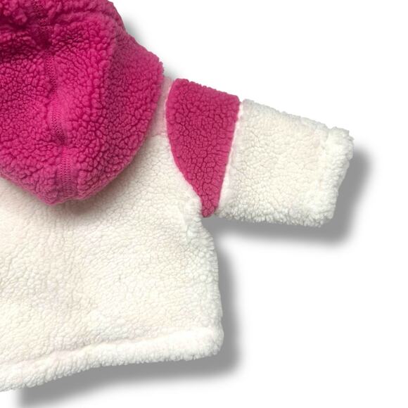 Baby Gap Infant Jacket Pink White Sherpa Fleece Sz 0-3 month Coat Lined Zip Y2K - Picture 9 of 15